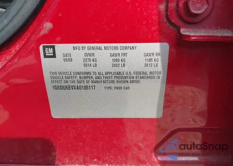 2010 Cadillac Sts Premium Package z USA, uszkodzony, nr VIN 1G6DU6EVXA0106117